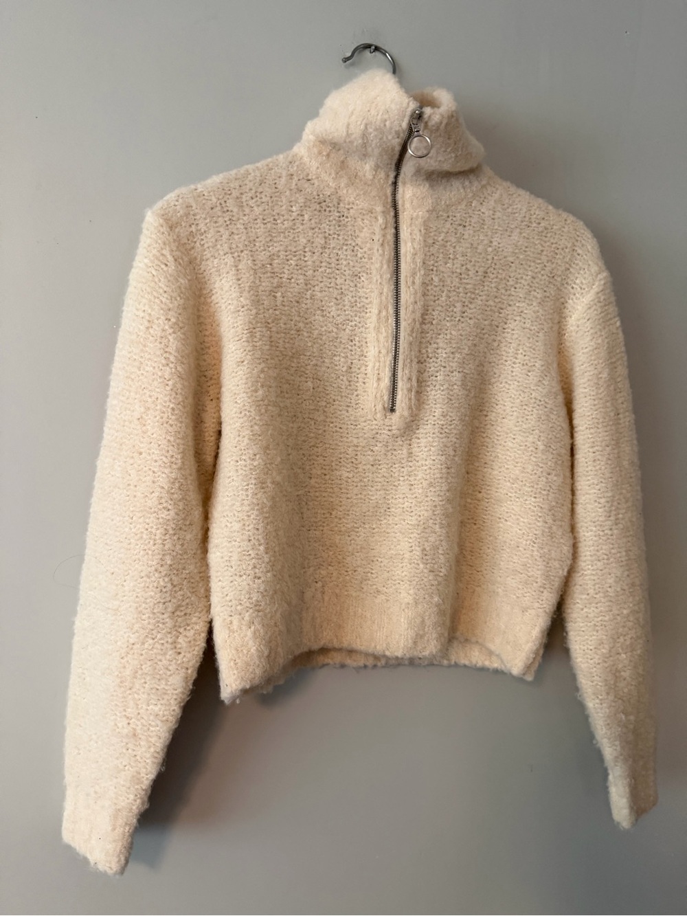 Wilfred Cream Cowl-Neck Half-Zip Sweater
